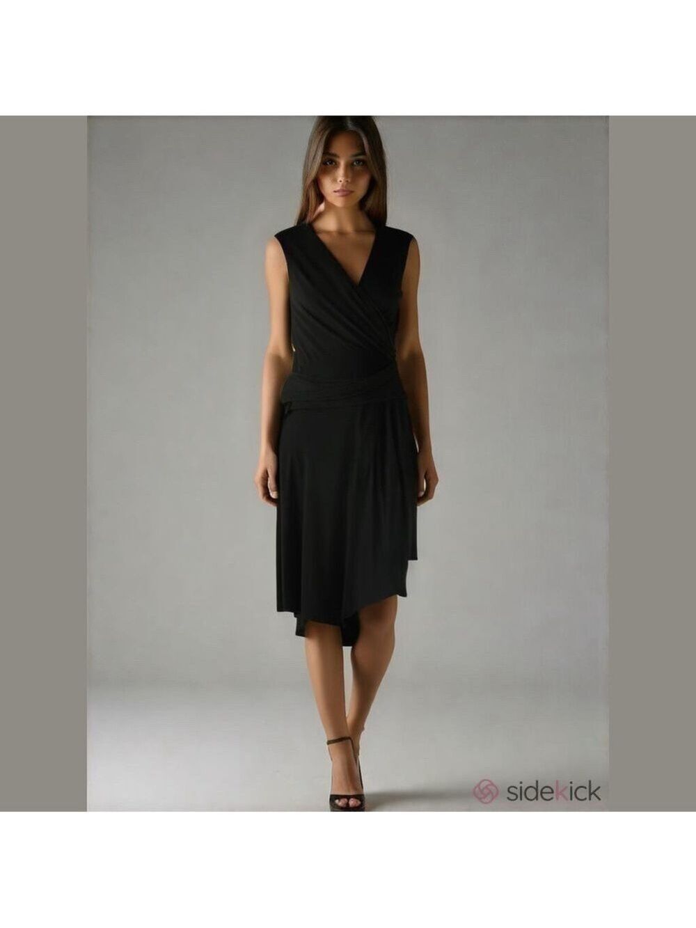 Frank Lyman Black Faux Wrap Dress Size 10